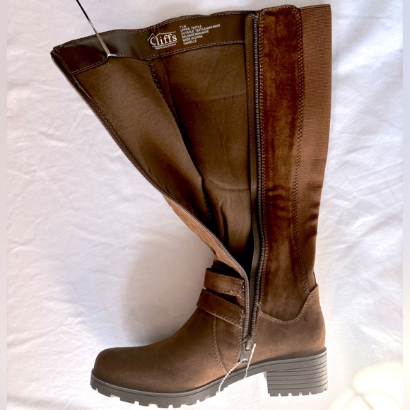 🆕 Cliff’s by White Mountain Women’s 7.5 Tall Low Heel Suedette Zip Side Boots - Picture 6 of 12